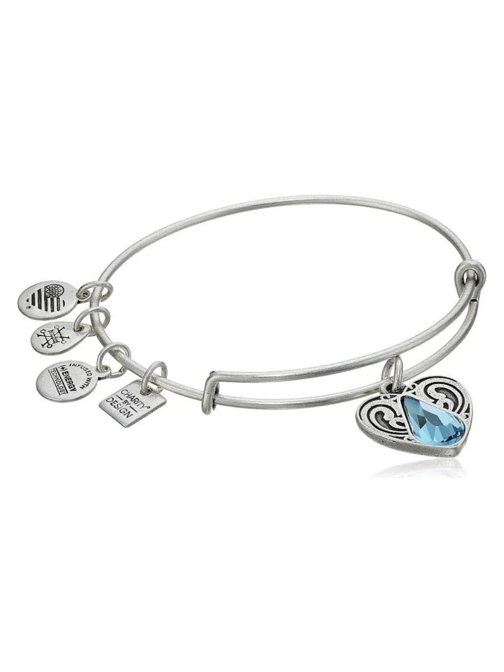 Alex and Ani Living Water Charm Bangle - Silver and Blue Crystal Accent